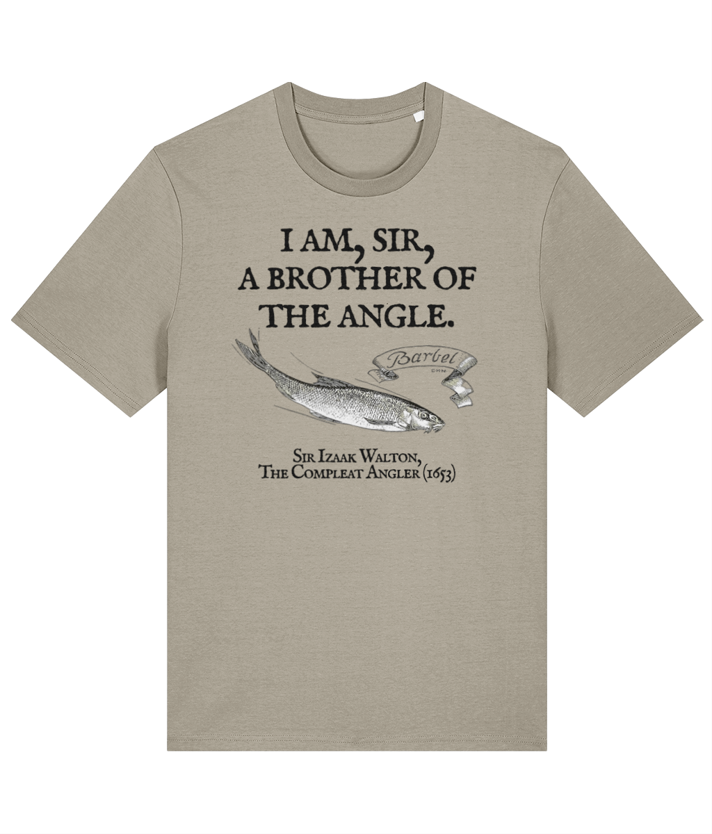 I Am Sir a Brother of the Angle – Izaak Walton Quote Barbel Fishing T-Shirt - Image 2