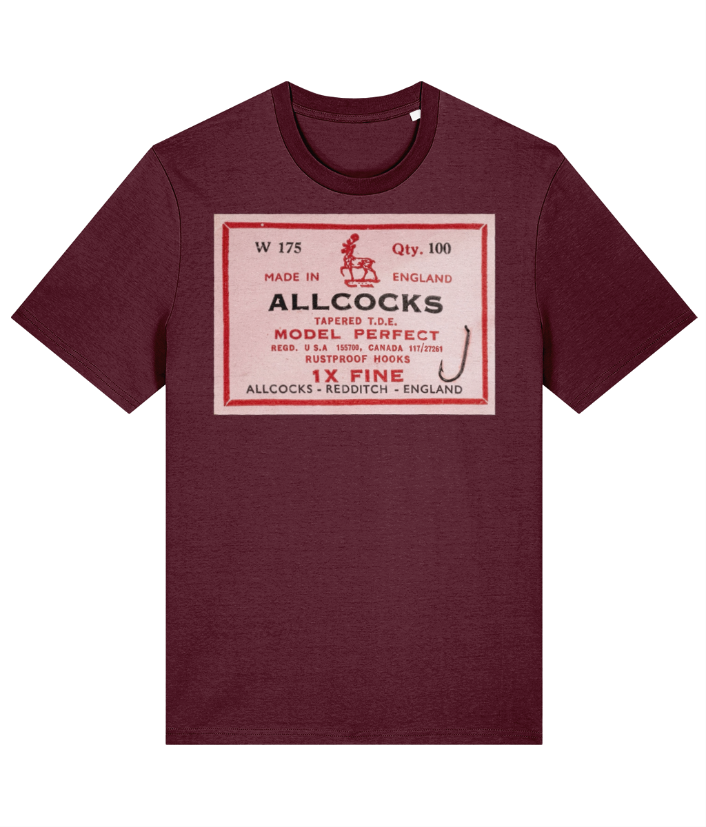 Allcocks Vintage Fishing Hook Packet T-Shirt – Model Perfect, Made in England - Image 4