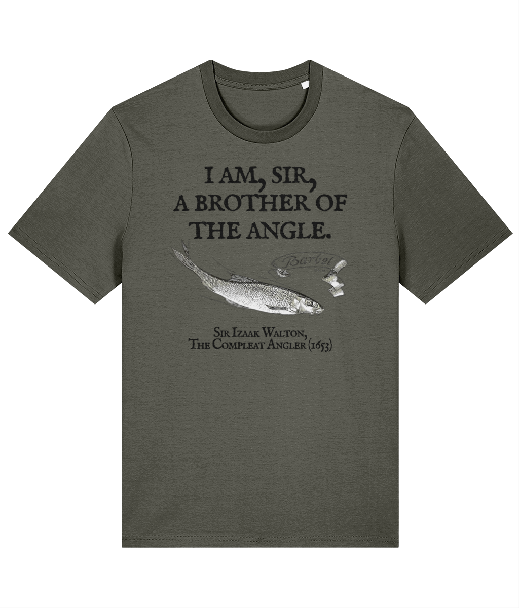 I Am Sir a Brother of the Angle – Izaak Walton Quote Barbel Fishing T-Shirt - Image 4